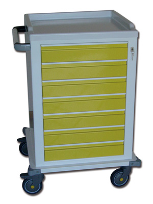 MODULAR TROLLY - painted steel with 7 drawers