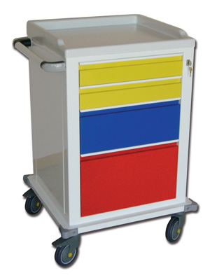 MODULAR TROLLY - painted steel with 2 + 1 + 1 drawers