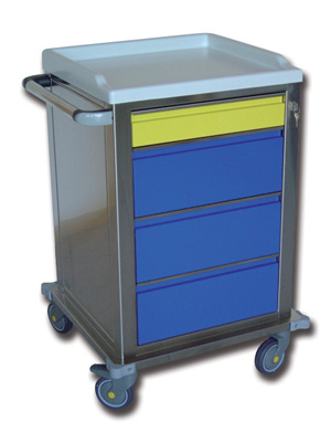 MODULAR TROLLEY - s/s with 1 + 3 drawers