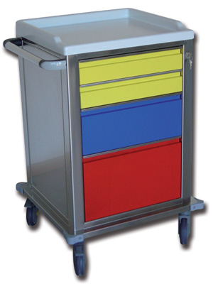 MODULAR TROLLEY - s/s with 2 + 1 + 1 drawers